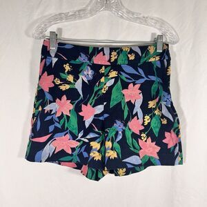 J. Crew Short Women's 6 Blue Pink Floral Side Zip Pockets 100% Cotton
